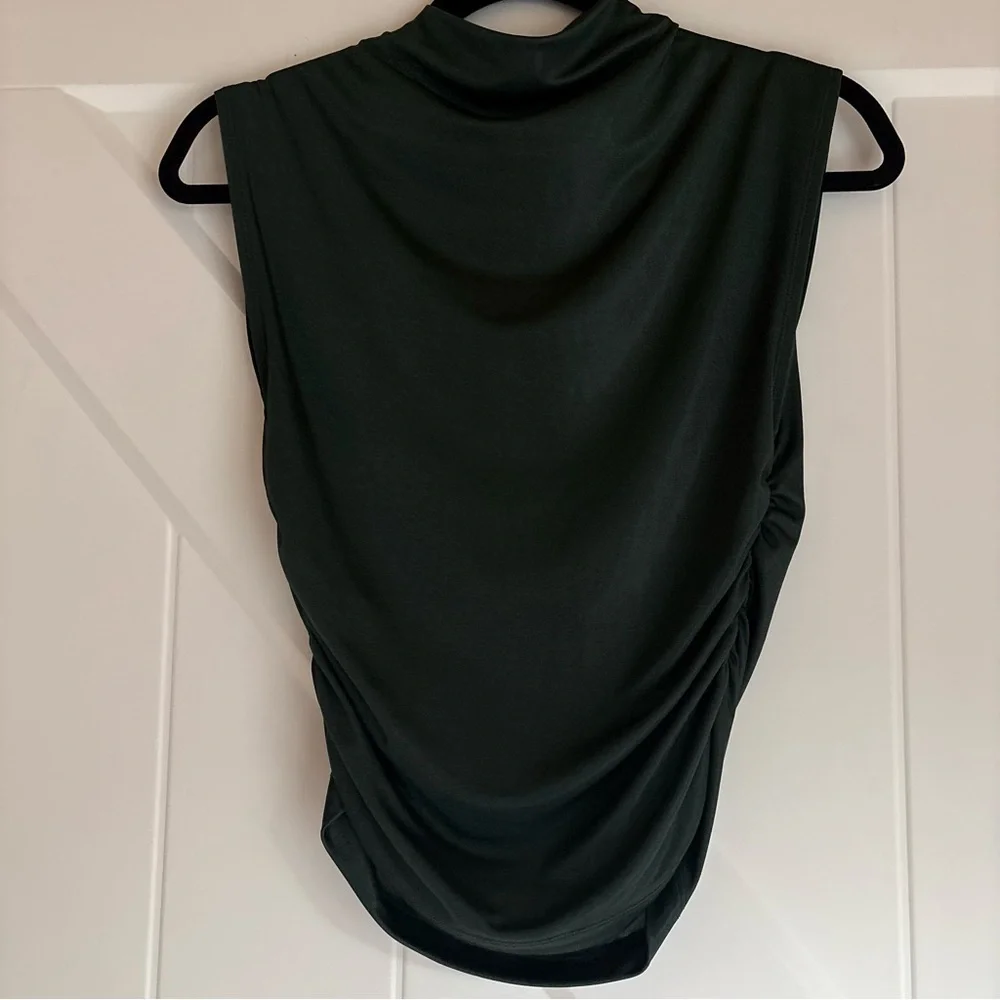 Anthropologie Maeve Green Cowl Neck Top | Sleeveless Draped Stretch XS
